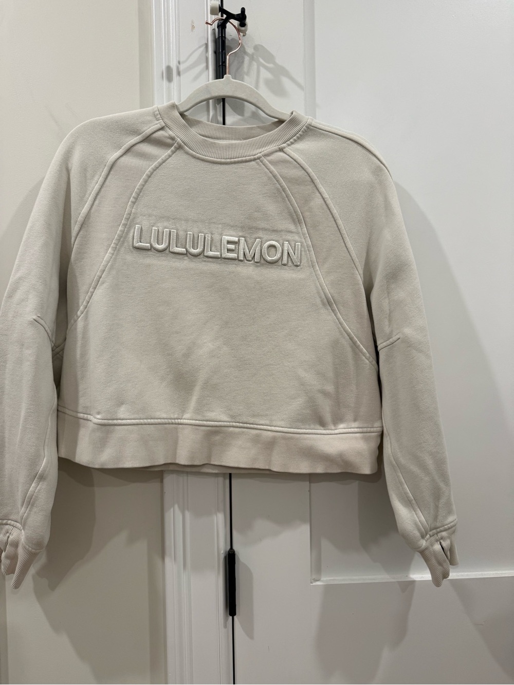lululemon athletica Cream Embroidered Logo Crewneck Sweatshirt